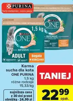 Carrefour Karma sucha dla kota ONE PURINA 1,5 kg różne rodzaje oferta