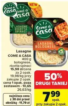 Carrefour Lasagne bolognese, ricotta spinaci COME A CASA oferta
