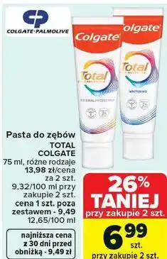 Carrefour Pasta do zębów TOTAL COLGATE 75 ml, różne rodzaje oferta