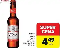 Carrefour Piwo BUD 0,33 l butelka bezzwrotna oferta