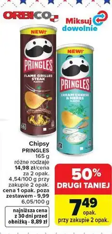 Carrefour Chipsy cream cheese & herbs Pringles oferta