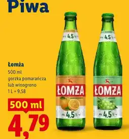 Lidl Piwo Łomża gorzka pomarańcza lub winogrono oferta
