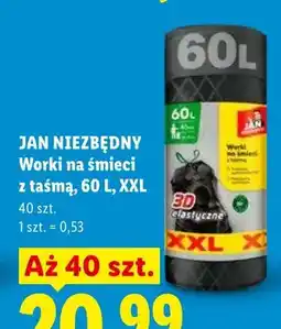 Lidl Worki na śmieci z taśmą, 60 L, XXL oferta
