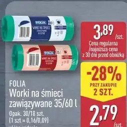 ALDI FOLIA Worki na śmieci zawiązywane 35/60 l oferta