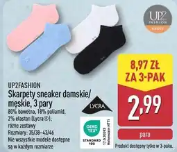 ALDI UP2FASHION Skarpety sneaker damskie/męskie, 3 pary oferta