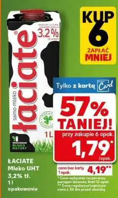 Kaufland ŁACIATE Mleko UHT 3,2% tł. 1l opakowanie oferta