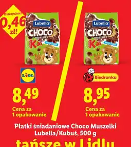 Lidl Płatki śniadaniowe Choco Muszelki Lubella/Kubuś oferta