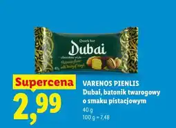 Lidl Dubai, batonik twarogowy o smaku pistacjowym oferta
