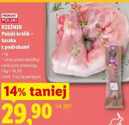 Lidl RZEŹNIK Polski królik - tuszka z podrobami oferta