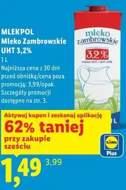Lidl MLEKPOL Mleko Zambrowskie UHT 3,2% oferta