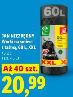 Lidl JAN NIEZBĘDNY Worki na śmieci z taśmą, 60 L, XXL oferta