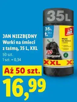 Lidl JAN NIEZBĘDNY Worki na śmieci z taśmą, 35 l, XXL oferta