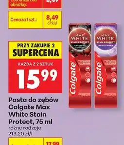 Biedronka Pasta do zębów Max White Stain Protect różne rodzaje oferta