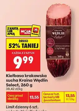 Biedronka Kiełbasa krakowska sucha Select oferta