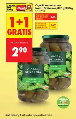 Biedronka Ogórki konserwowe 1+1 GRATIS oferta