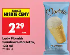 Biedronka Lody Plombir waniliowe Marletto oferta