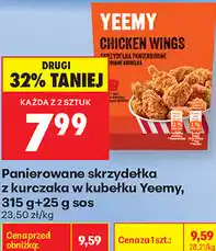 Biedronka Panierowane skrzydełka z kurczaka w kubełku Yeemy, 315 g+25 g sos oferta