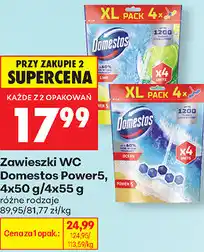 Biedronka Zawieszki WC Domestos Power5, 4x50 g/4x55 g oferta