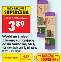 Biedronka Worki na śmieci z taśmą ściągającą Zosia Samosia, 60 l, 10 szt. lub 35 l, 15 szt oferta