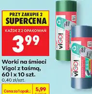 Biedronka Worki na śmieci Vigo! z taśmą, 60 l x 10 szt oferta