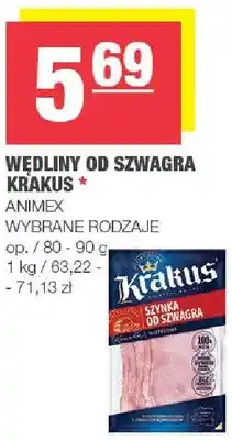 Spar Wędliny od Szwagra Krakus wybrane rodzaje oferta