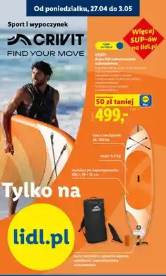 Lidl Deska SUP jednokomorowa nadmuchiwana oferta