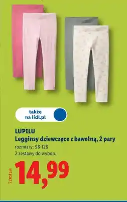 Lidl Legginsy dziewczęce z bawełną, 2 pary oferta