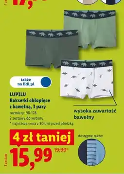 Lidl Bokserki chłopięce z bawełną, 3 pary oferta