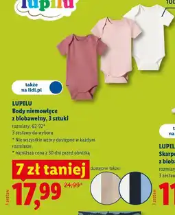 Lidl Body niemowlęce z biobawełny, 3 sztuki oferta