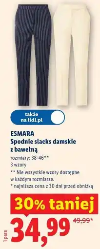 Lidl Esmara Spodnie slacks damskie z bawełną oferta