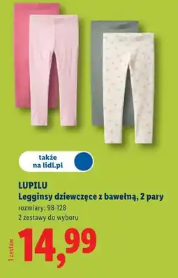 Lidl LUPILU Legginsy dziewczęce z bawełną, 2 pary oferta