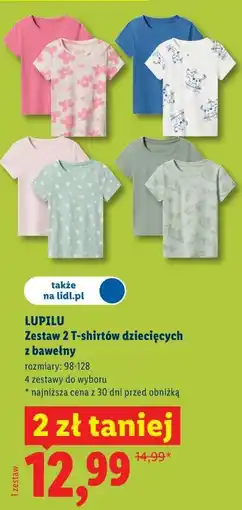 Lidl LUPILU Zestaw 2 T-shirtów dziecięcych z bawełny oferta