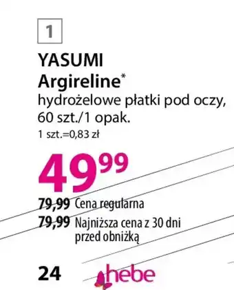 Hebe Yasumi Argireline hydrożelowe płatki pod oczy oferta