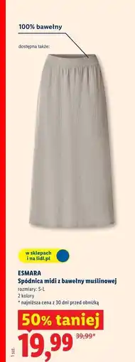 Lidl Spódnica damska midi Esmara oferta