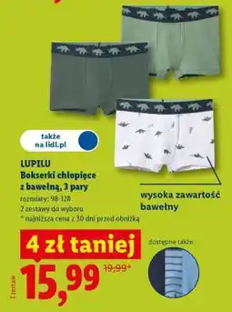 Lidl LUPILU Bokserki chłopięce z bawełną, 3 pary oferta