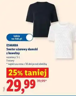 Lidl ESMARA Sweter ażurowy damski z bawełny oferta