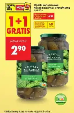 Biedronka Ogórki konserwowe Nasza Spiżarnia, 870 g/450 g oferta