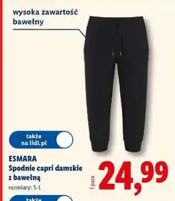Lidl ESMARA Spodnie capri damskie z bawełną oferta