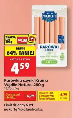 Biedronka Parówki z szynki Kraina Wedlin Nature 250 g oferta