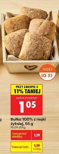 Biedronka Bułka 100 % z mąki żytniej 55 g oferta