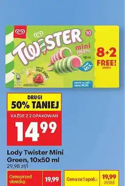 Biedronka Lody Twister Mini Green, 10x50 ml oferta