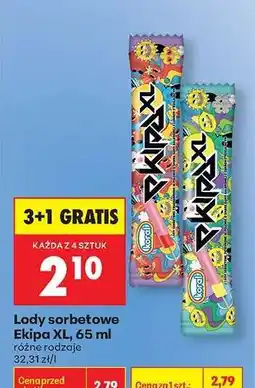 Biedronka Lody sorbetowe Ekipa XL, 65 ml oferta