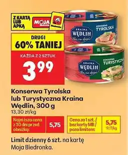 Biedronka Konserwa Tyrolska lub Turystyczna Kraina Wędlin, 300 g oferta