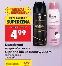 Biedronka Dezodorant w spray’u Lucca Cipriano lub Be Beauty, 200 ml oferta