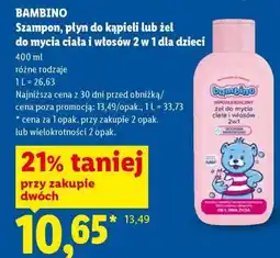 Lidl BAMBINO Szampon, płyn do kąpieli lub żel do mycia ciała i włosów 2 w 1 dla dzieci oferta