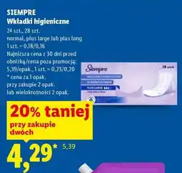 Lidl SIEMPRE Wkładki higieniczne oferta