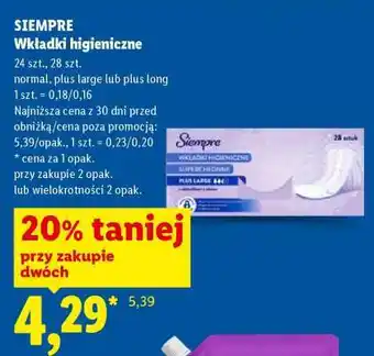 Lidl SIEMPRE Wkładki higieniczne oferta