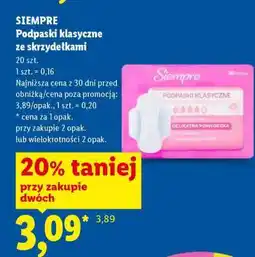 Lidl SIEMPRE Podpaski klasyczne ze skrzydełkami oferta