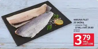 Miruna filet ze skórą cena za 1 kg 37.90, z VAT 39.80
