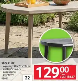 Selgros Stół Elise wymiary 90x73x137 cm dostępne kolory cappuccino, grafitowy oferta